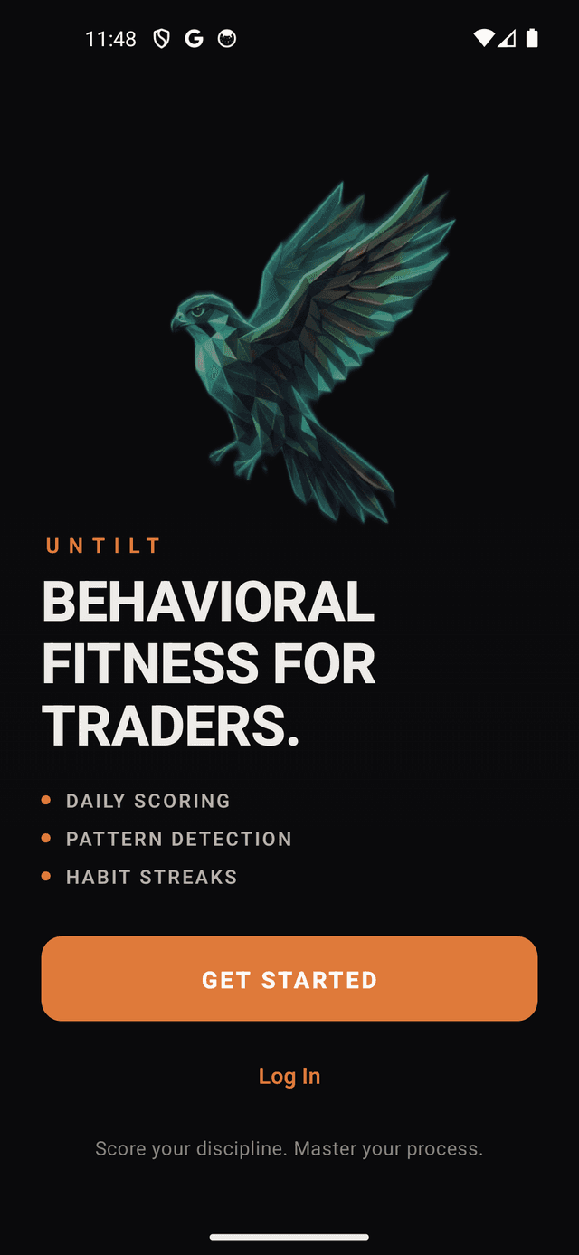 Untilt app preview with native-inspired dashboard framing.